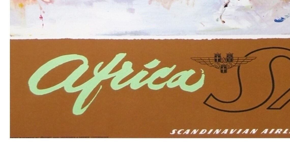 Africa SAS Ostrich Run Savannah Painting Vintage Airline Poster - Image 2