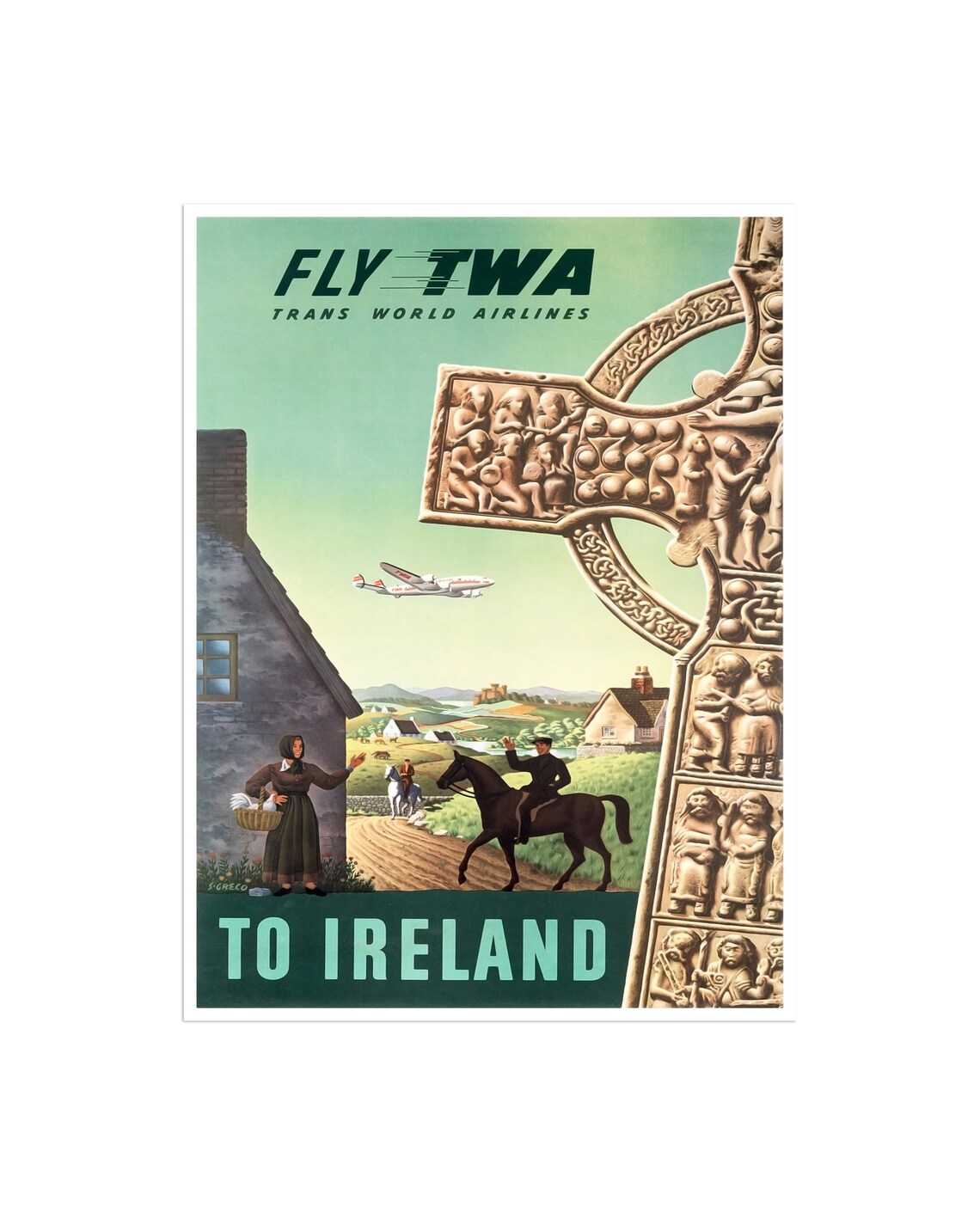 Ireland Travel Poster, Europe Wall Art Print
