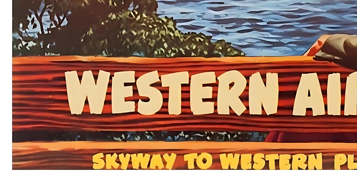 San Francisco Oakland Bay Bridge Western Air Lines Retro Poster - Image 2