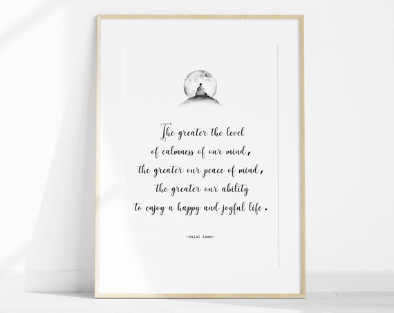 Growth Mindset Poster Calming Dalai Lama Quote Wall Art Zen Spiritual Artwork Peace Of Mind