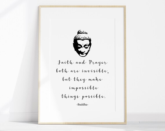 Buddha Faith and Prayer Quote Silhouette Minimalist Zen Poster