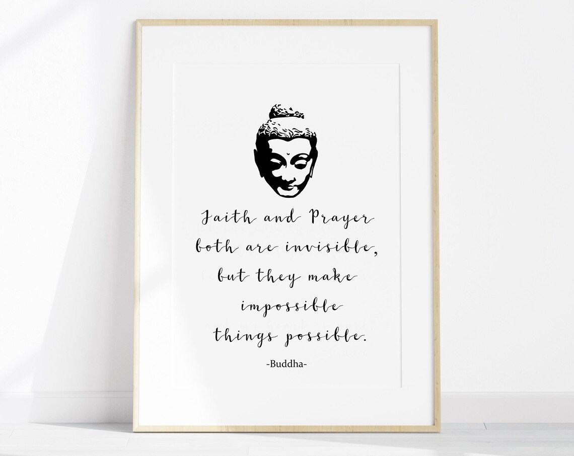 Buddha Faith and Prayer Quote Silhouette Minimalist Zen Poster