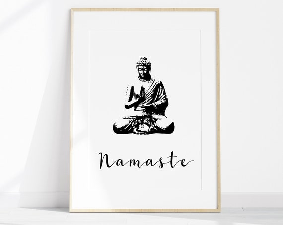 Namaste Print Buddha Poster Yoga Art Namaste Quote Meditation Artwork