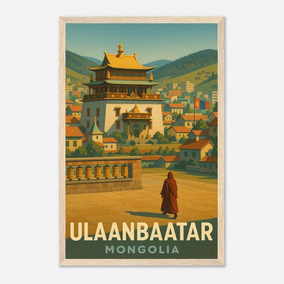 Ulaanbaatar Mongolia Golden Roofed Buddhist Temple View Poster