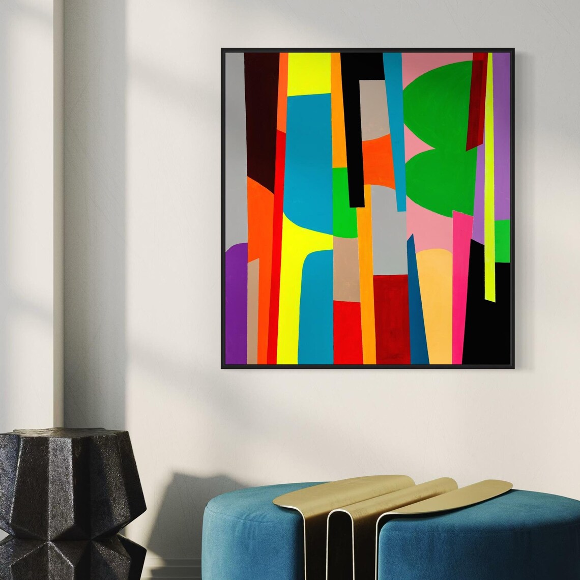 Bold Colorful Geometric Abstract Poster Pop Art Stripes and Shapes - Image 5