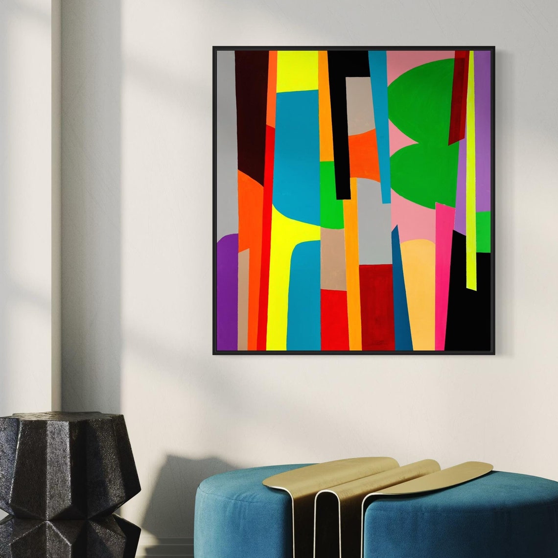 Urban Symphony Colorful Geometric Abstract Art Print On Bold Modern Wall Art Living Room Office Vibrant Decor Unframed - Image 5