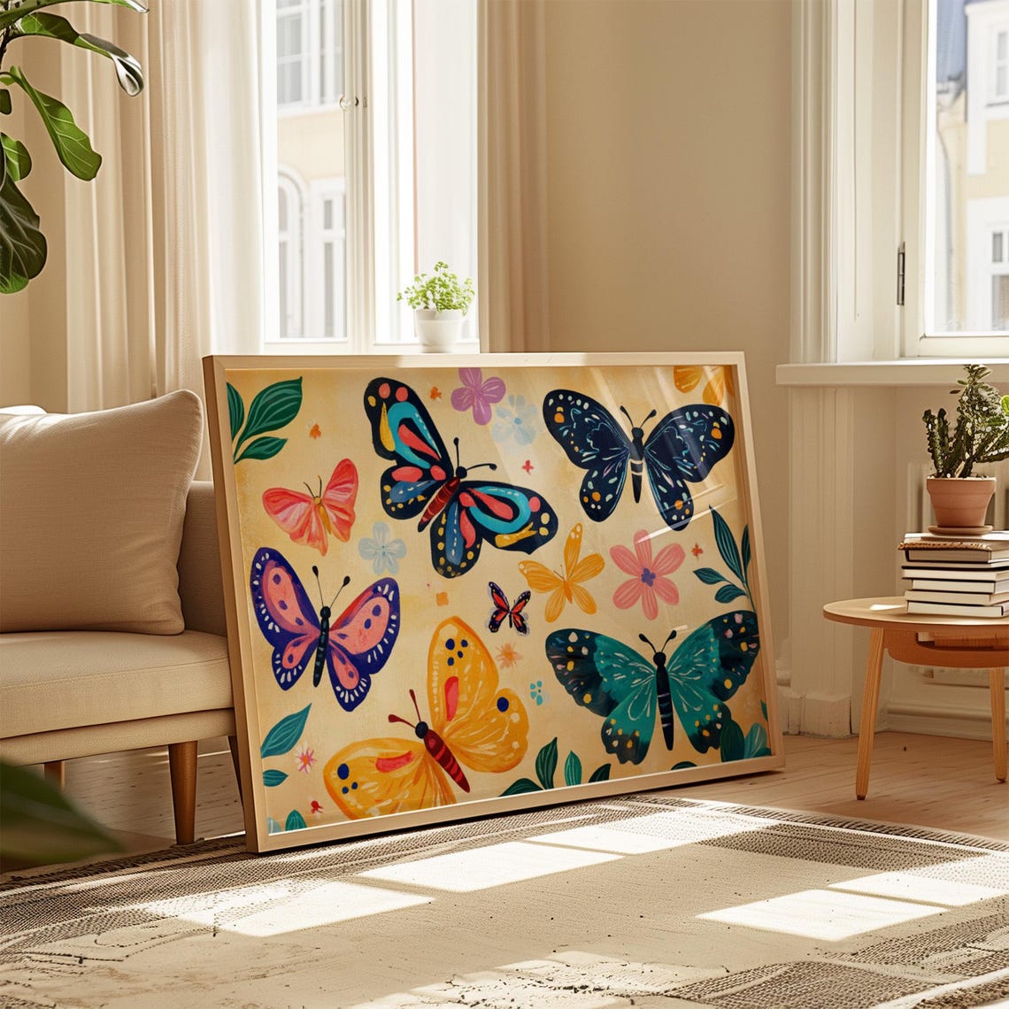 Butterfly Collection Print Nine Colorful Wings Cream Garden Wall Art - Image 4