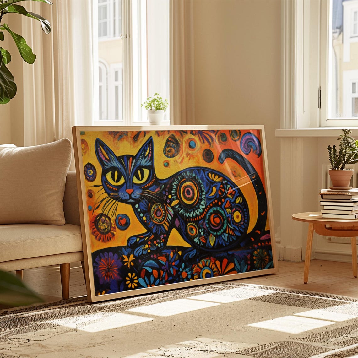 Cat Portrait Painting, Mexican Wall Art - Image 4