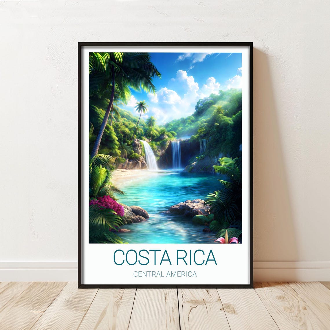 Costa Rica Waterfall Jungle Lagoon Tropical Rainforest Travel Poster