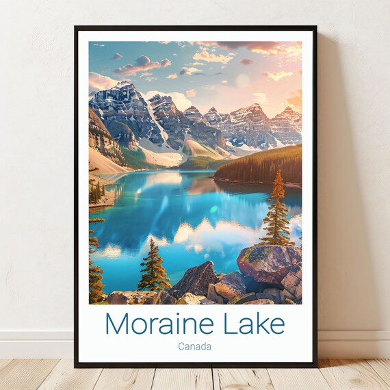 Moraine Lake Canada Turquoise Alpine Reflections Travel Poster