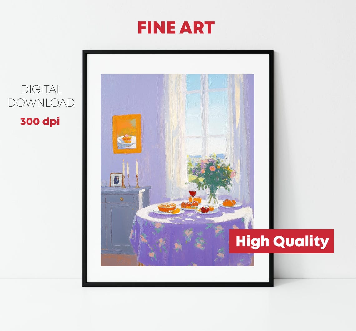 Lavender Dining Room Breakfast Window Sunlit Interior Painting Poster - Image 2