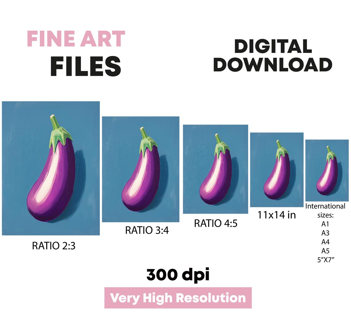 Eggplant Art Vegetable Wall Print Vegetable Poster Cozy Art For The Kitchen Home Decorating Gift - Image 5