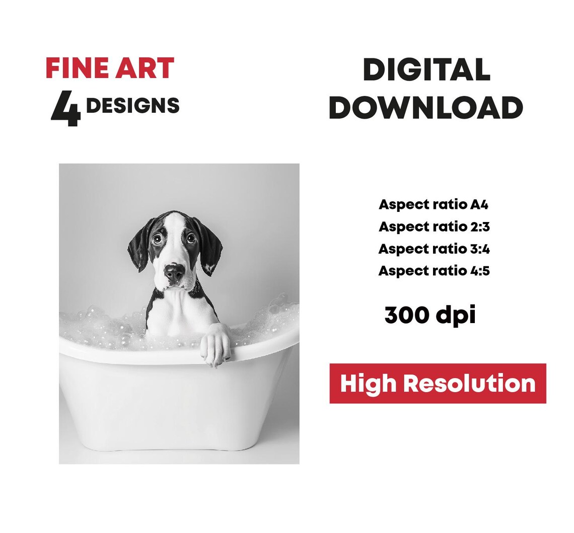 Puppy In Bubble Bathtub Black White Cute Dog Photo Art Print - Image 2