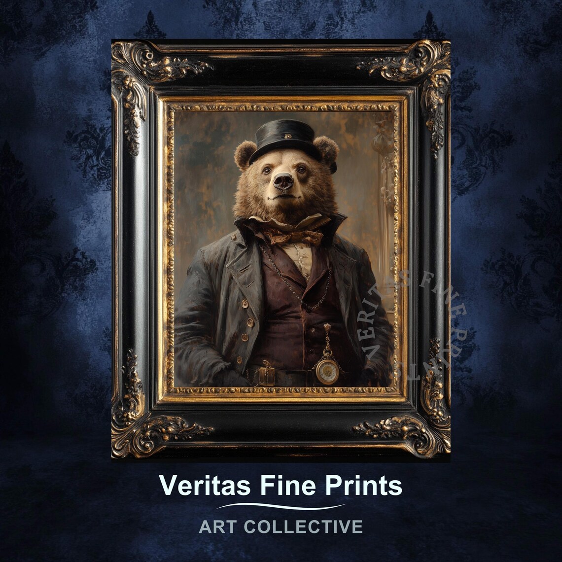 Victorian Bear Portrait, Steampunk Animal Art Print