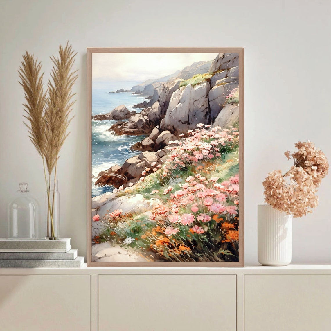 Isle Of Skye Scotland Sea Cliffs Wildflower Coast Watercolor Poster - Image 4