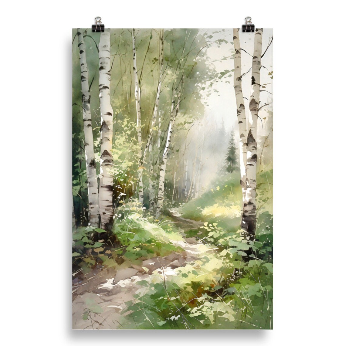 Watercolor Birch Tree Art Print, Nature Landscape - Image 5