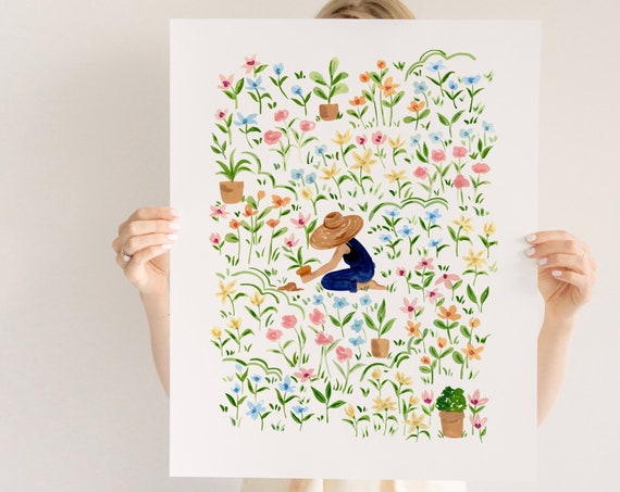 Spring Bloom Botanical Art Print, Watercolor Floral