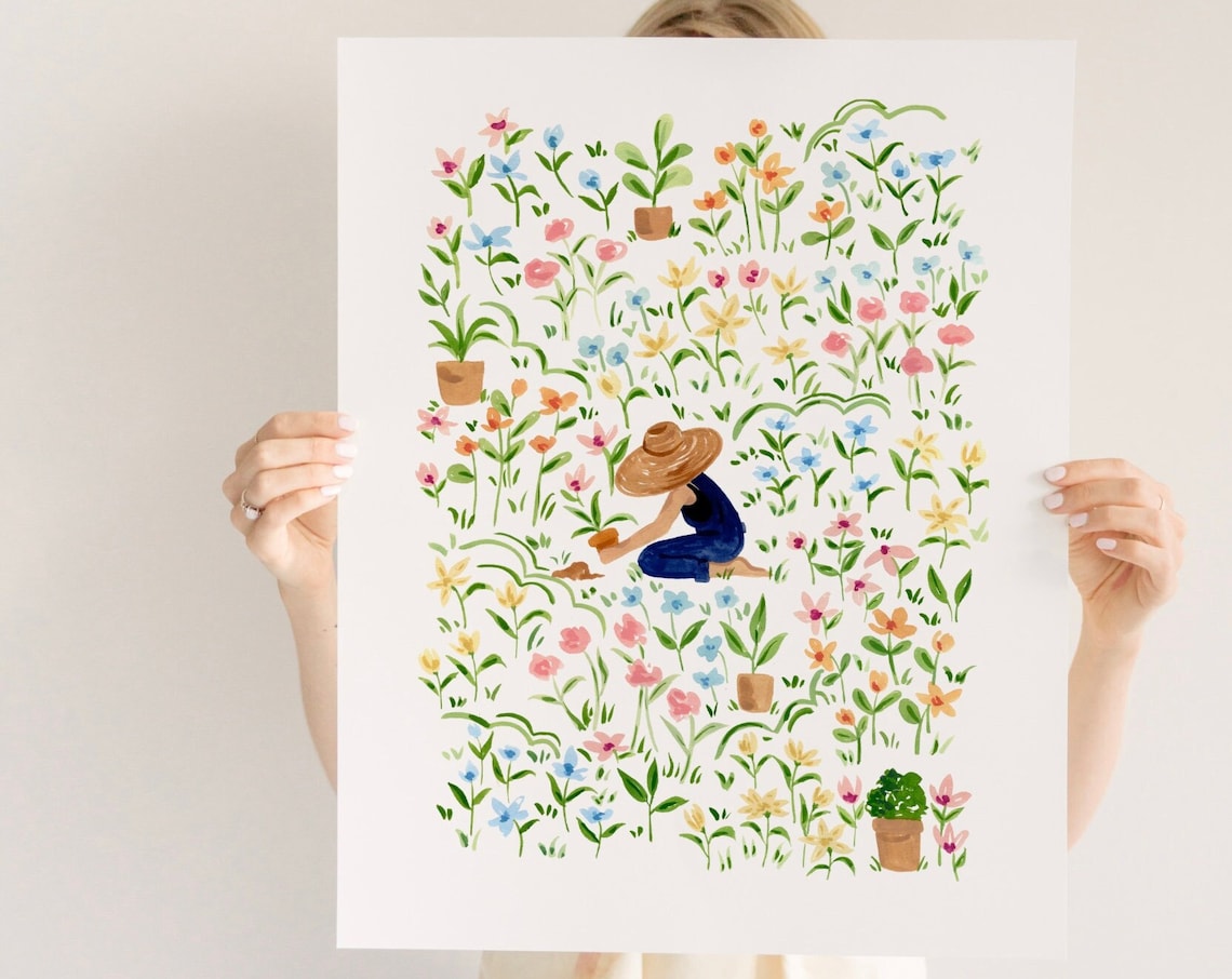 Spring Bloom Botanical Art Print, Watercolor Floral