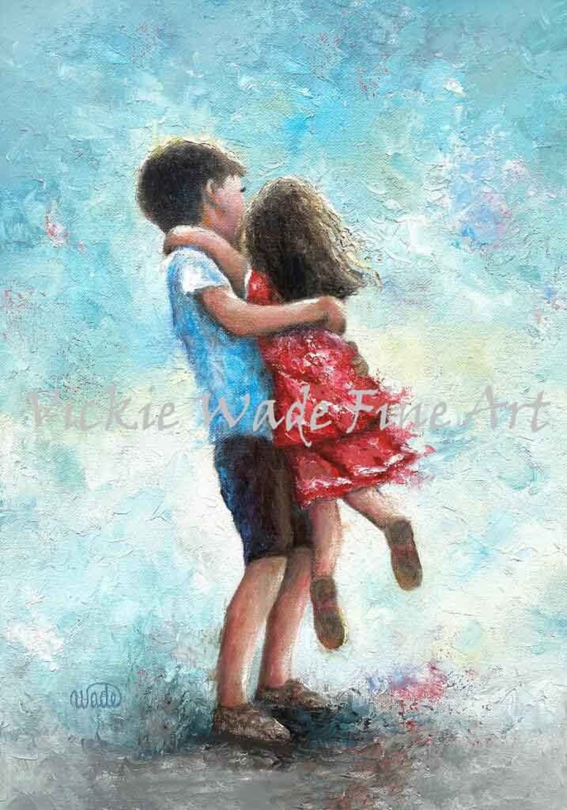 Big Brother Tenderly Carrying His Little Sister in His Arms Poster