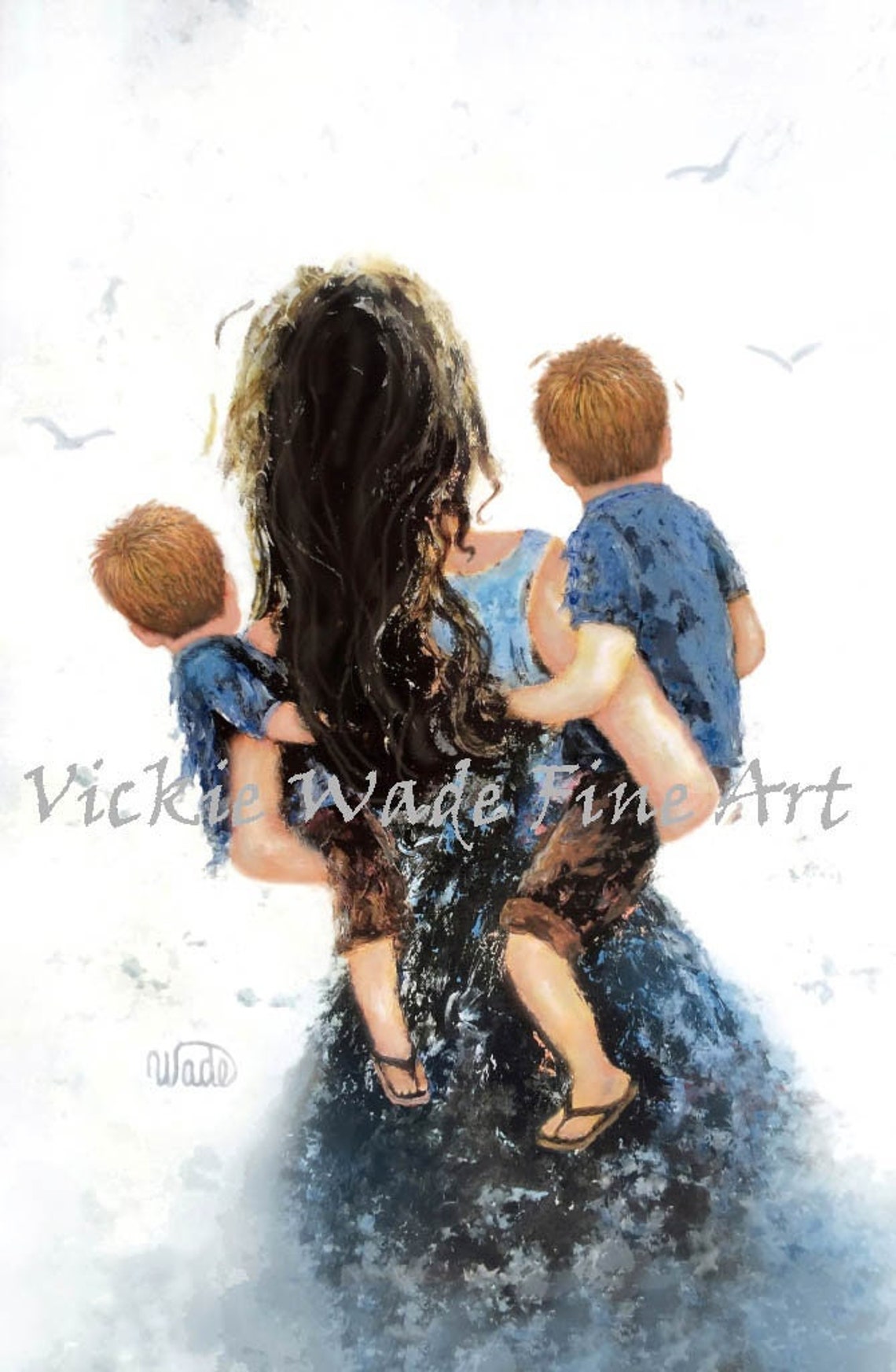 Red Haired Mother Carrying Two Redhead Sons on Her Hips Poster