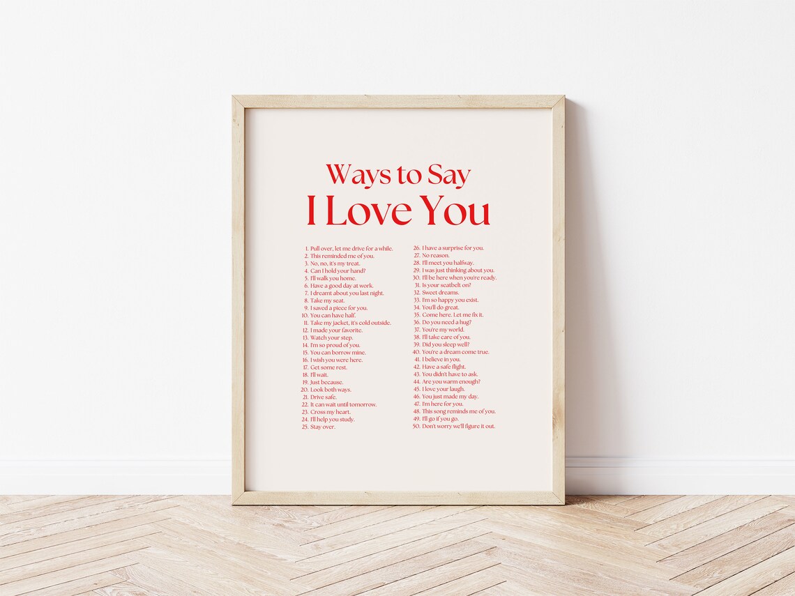 Ways to Say I Love You Red Serif Romantic Love Quotes Poster - Image 2