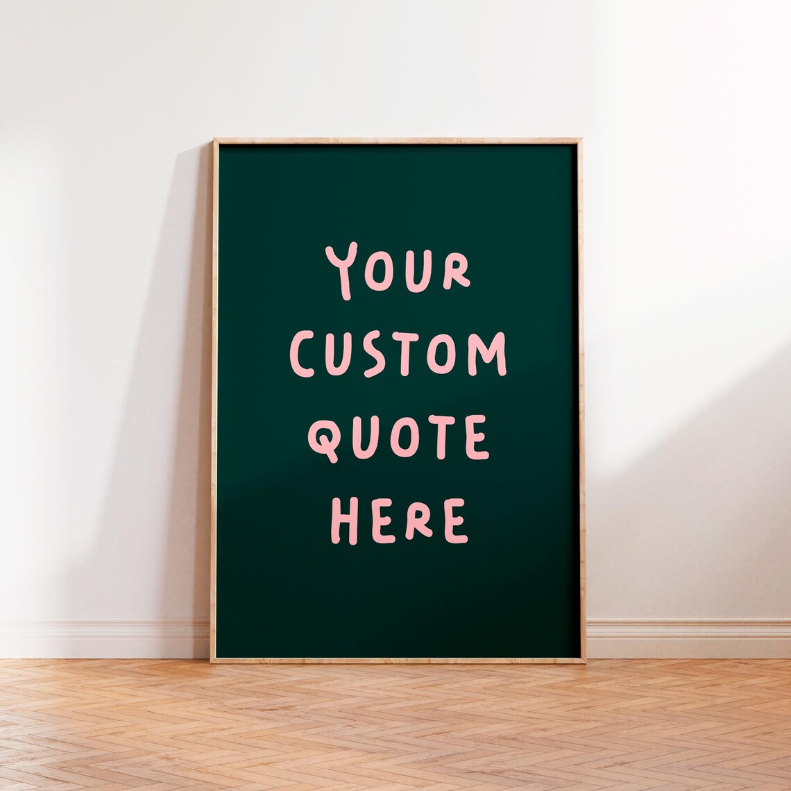 Custom Personalized Green and Pink Typography Print