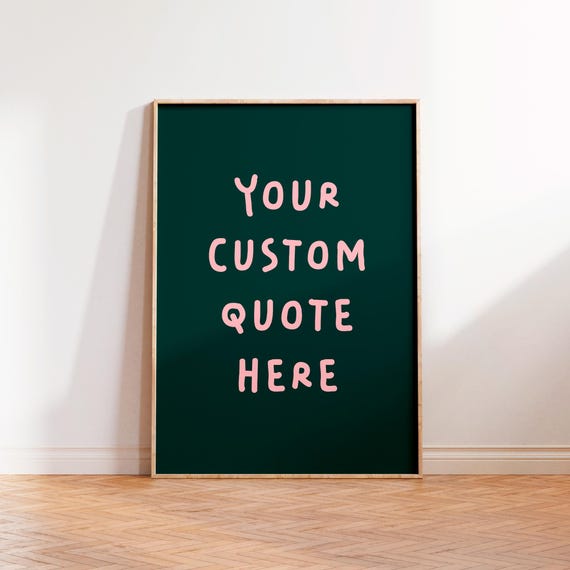 Custom Personalized Green and Pink Typography Print