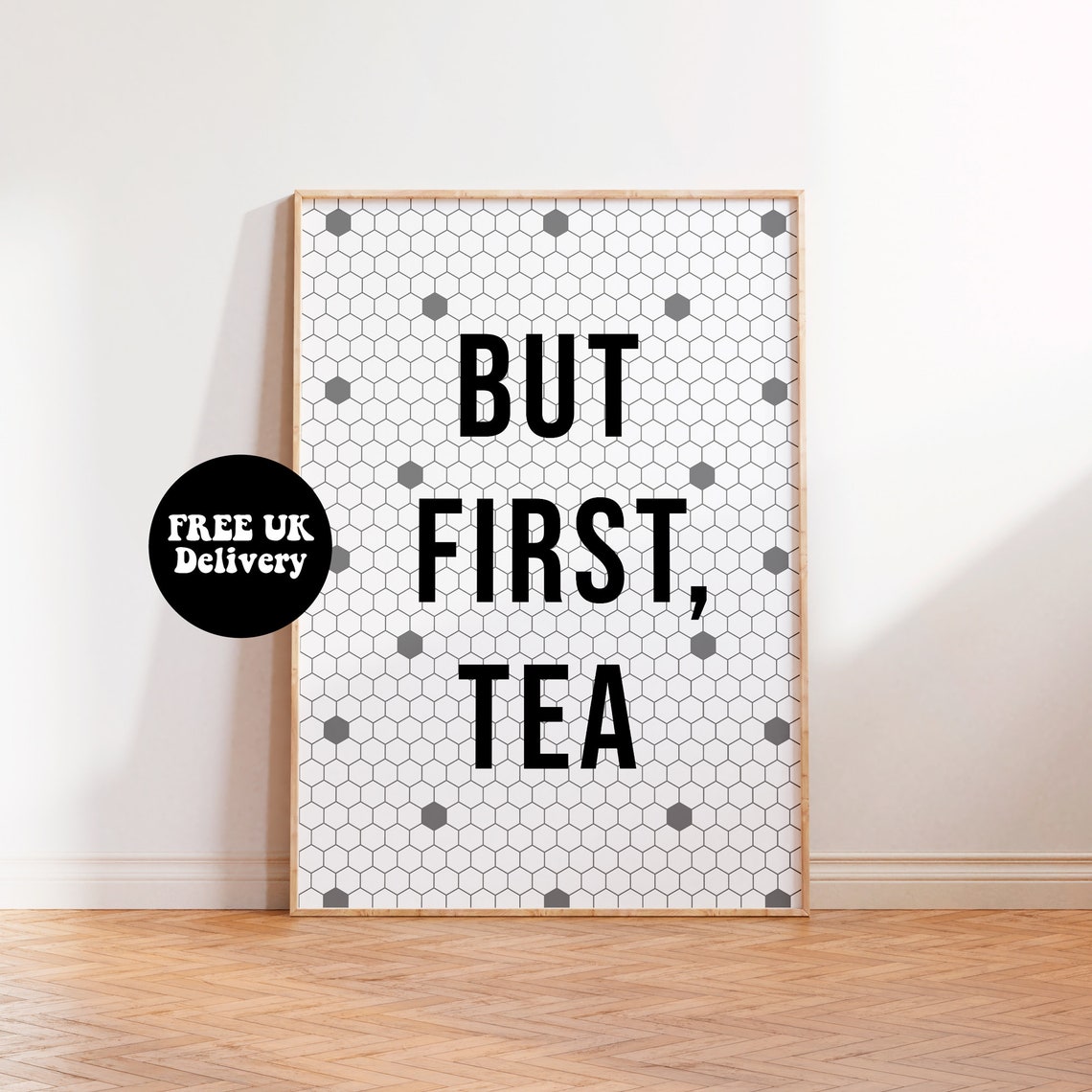 But First Tea Print Typography Print Unframed A5 A4 A3 Poster Home Decor Tile Effect Design Bold Quote Saying Text Kitchen Wall Art