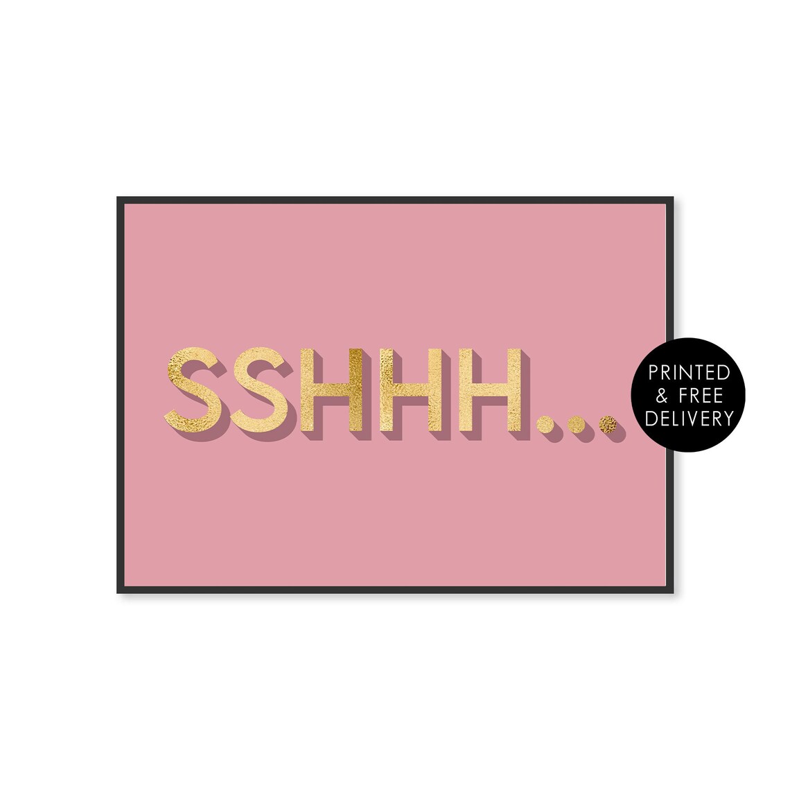 Sshhh Typography Print, Blush Pink Bedroom Decor