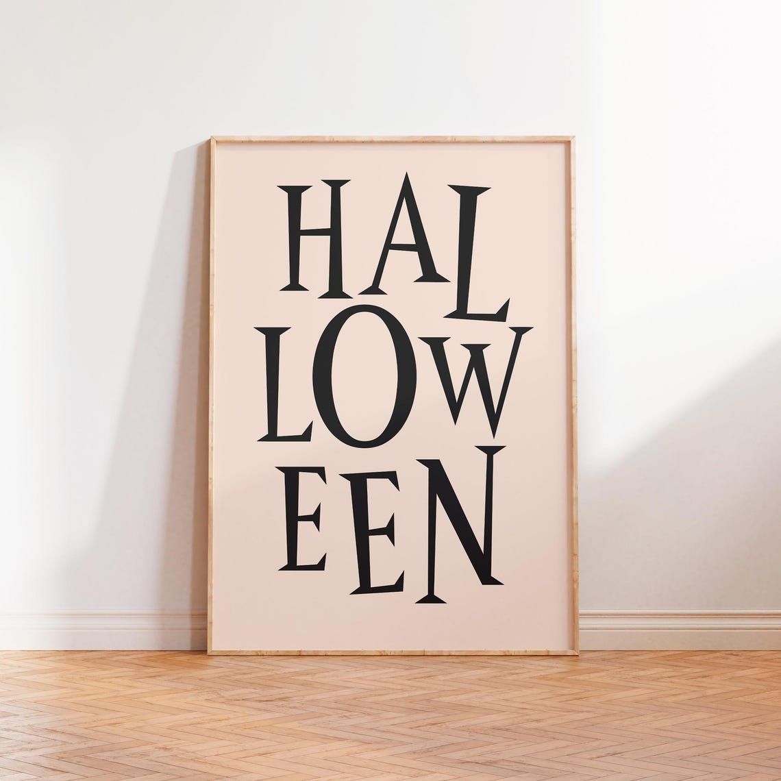 Halloween Serif Lettering Poster In Blush Pink On Forest Green - Image 2