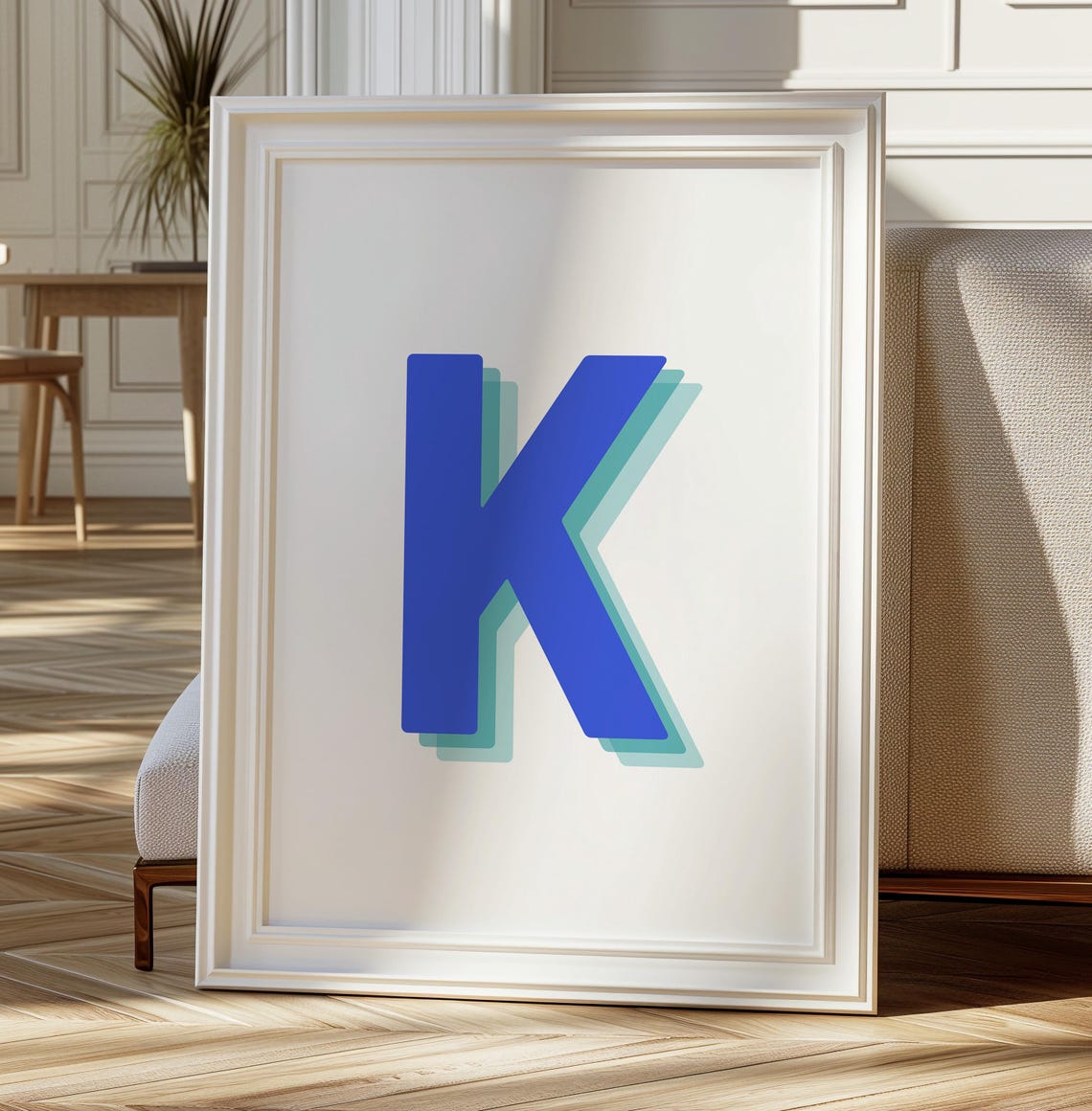 Retro 3D K Monogram Letter Print - Image 3