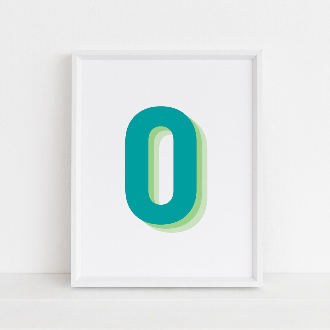 Retro 3D Green Number 0, Birthday Age Poster