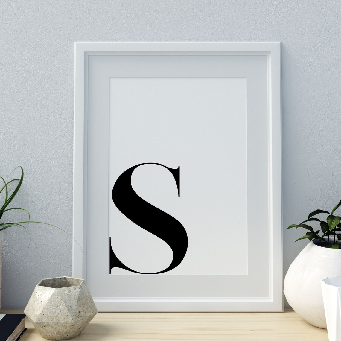 Minimalist Letter S Monogram Poster, Nursery Decor