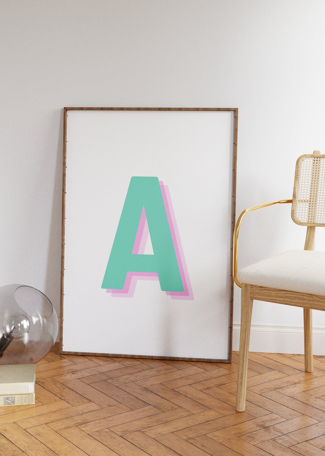 Retro 3D Letter A, Monogram Alphabet Art Print - Image 3