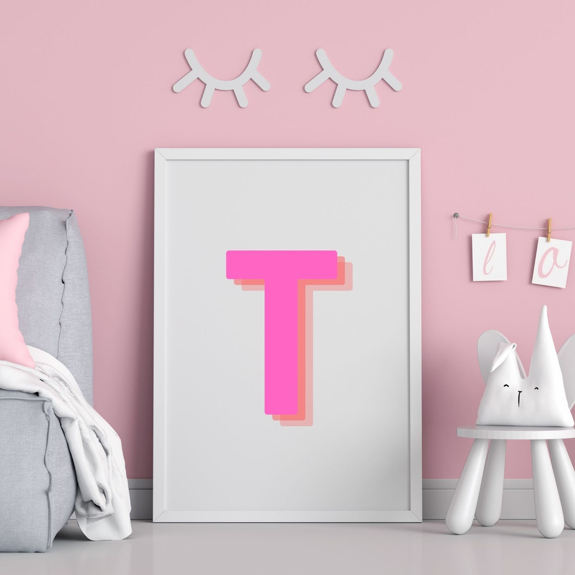 Retro 3D Letter Monogram Alphabet Wall Art Print - Image 4