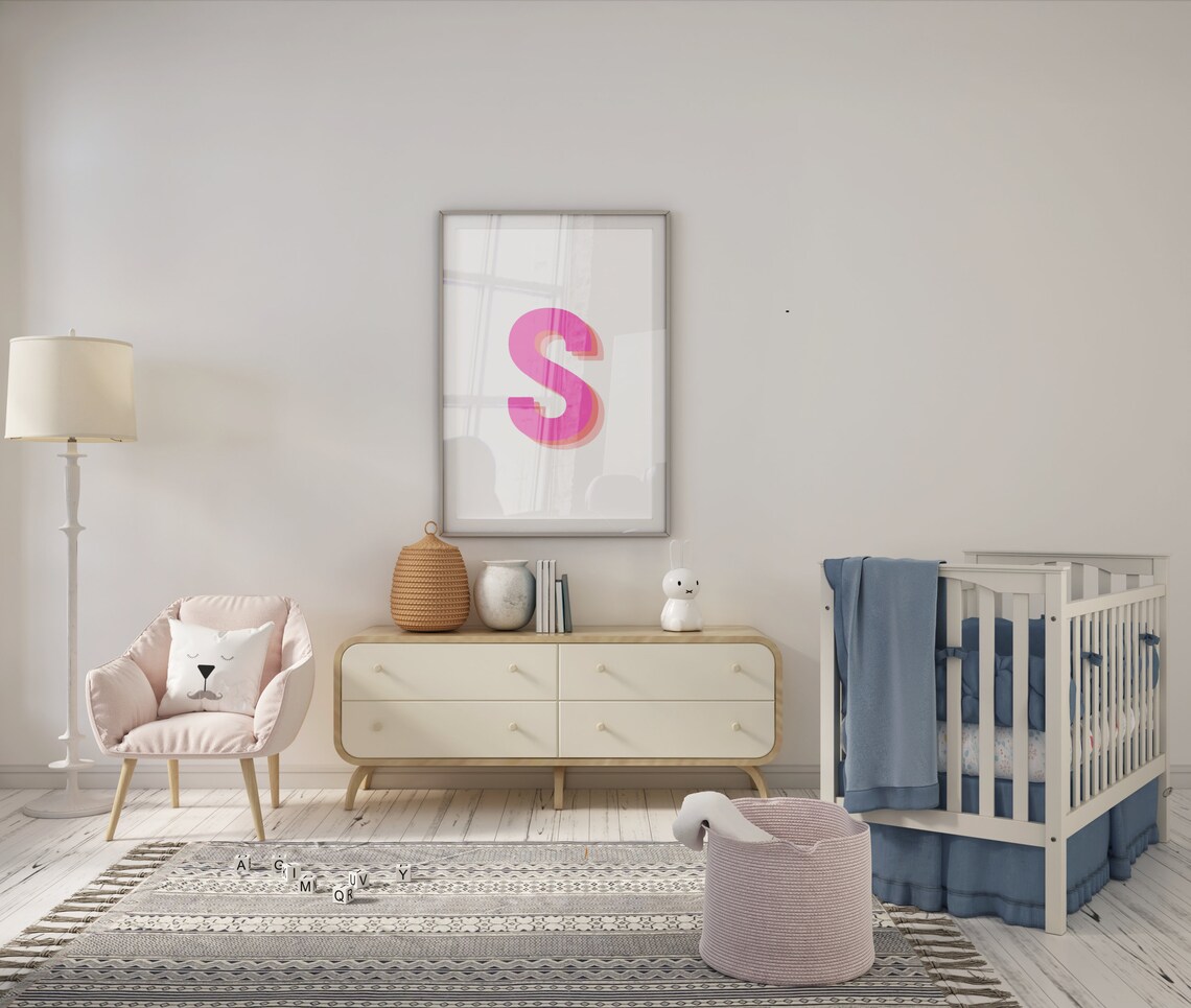 Retro 3D Letter S Monogram, Alphabet Art Print - Image 5