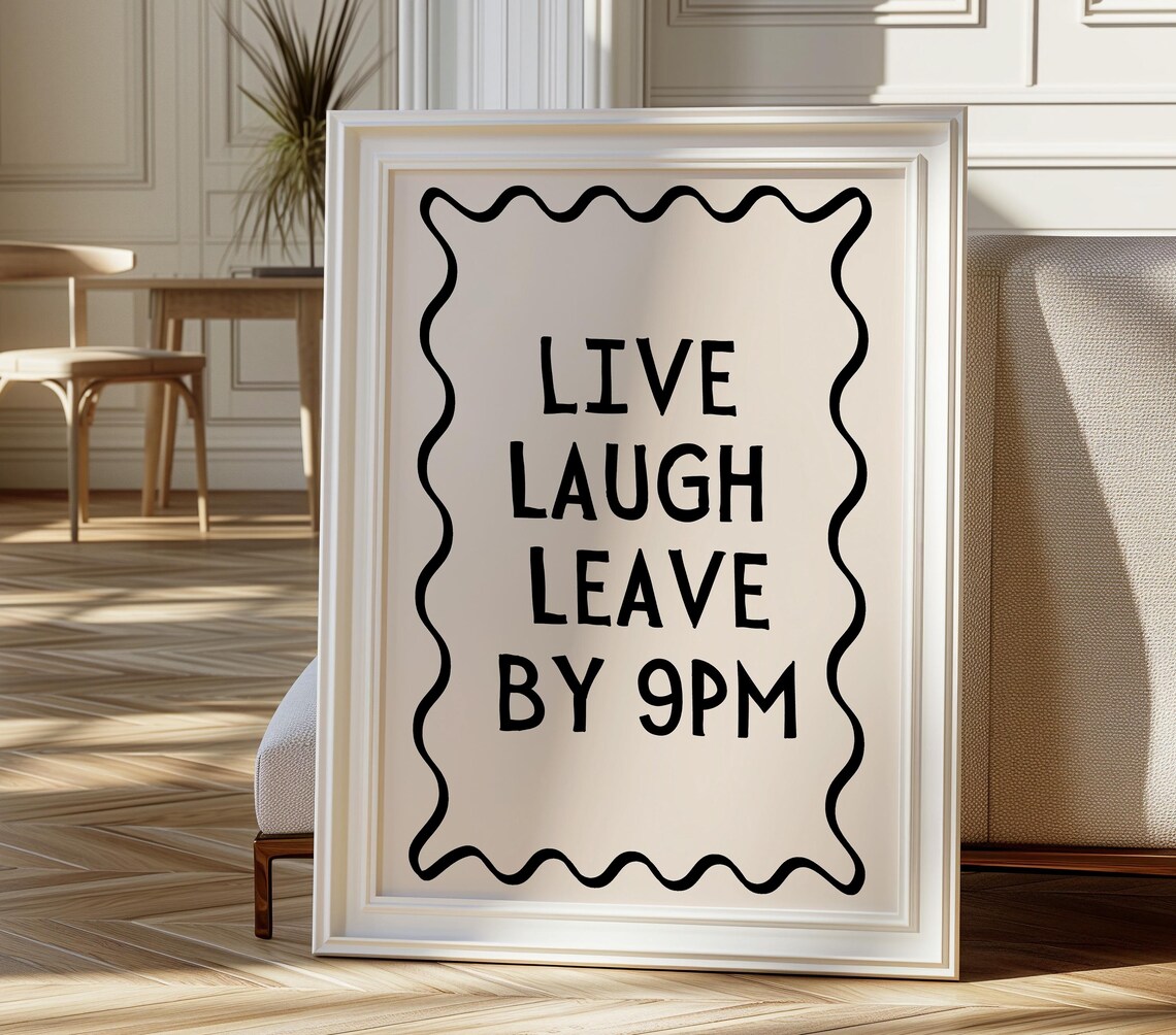 Live Laugh Leave By 9pm, Neutral Boho Wall Art Print - Image 5