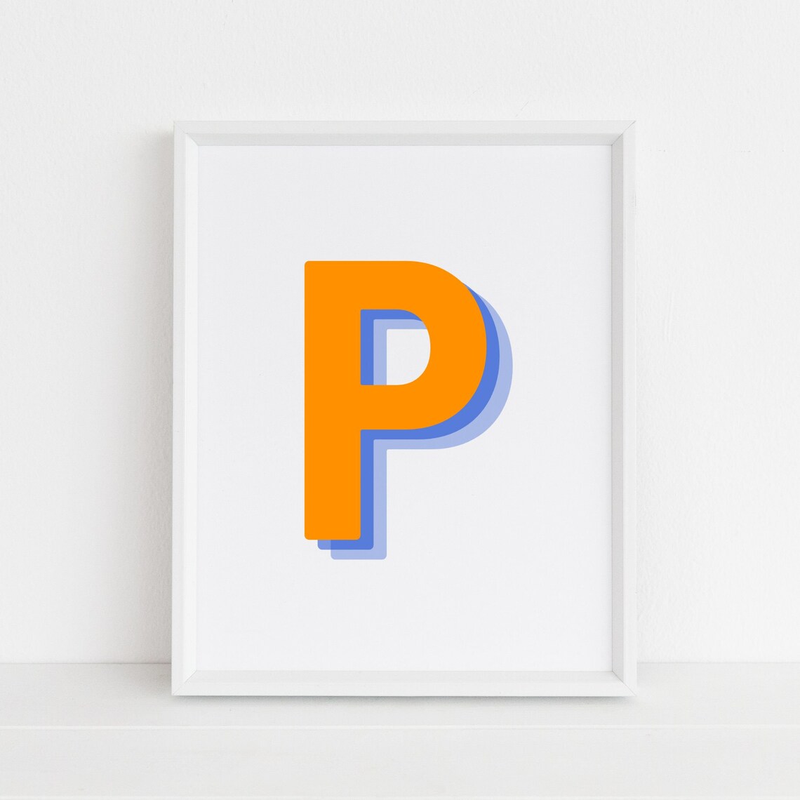 Retro 3D Letter P, Monogram Alphabet Print