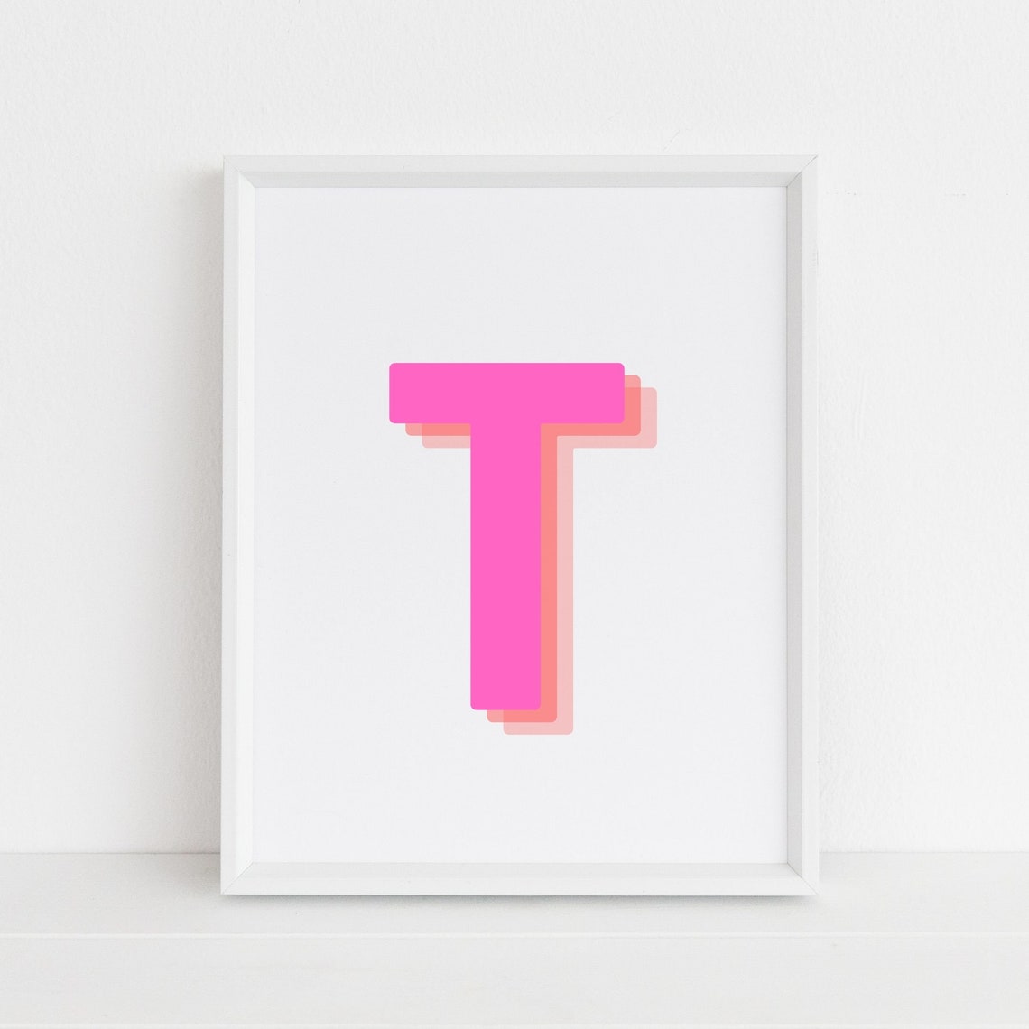 Retro 3D Letter Monogram Alphabet Wall Art Print