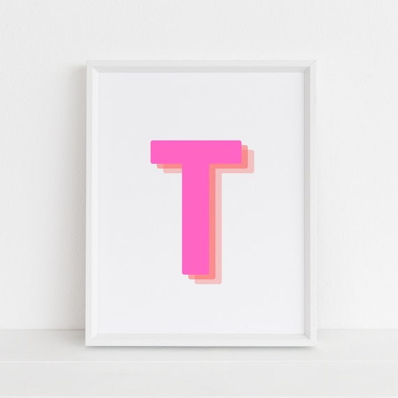 Retro 3D Letter Monogram Alphabet Wall Art Print