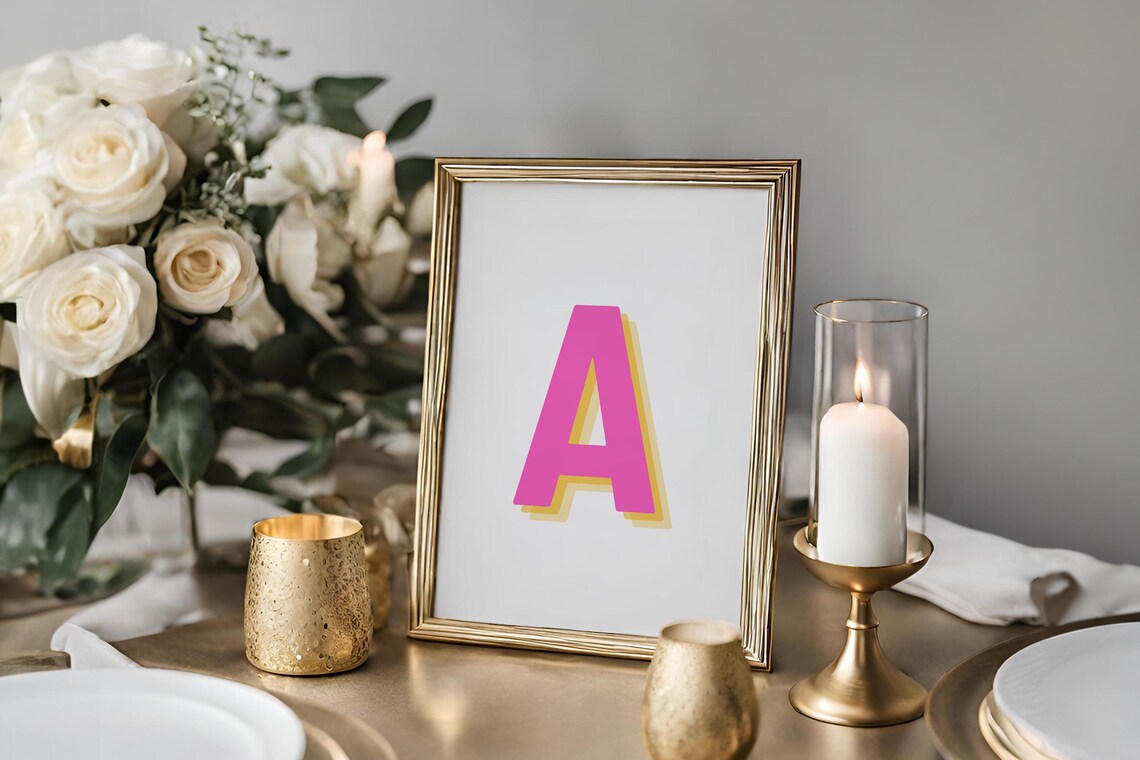 Retro 3D Pink Letter A, Alphabet Art Print - Image 4