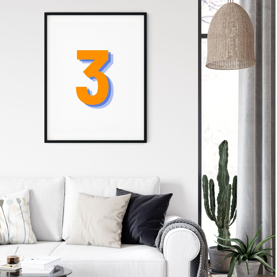 Retro 3D Number 3 Monogram Poster, Birthday Age - Image 4
