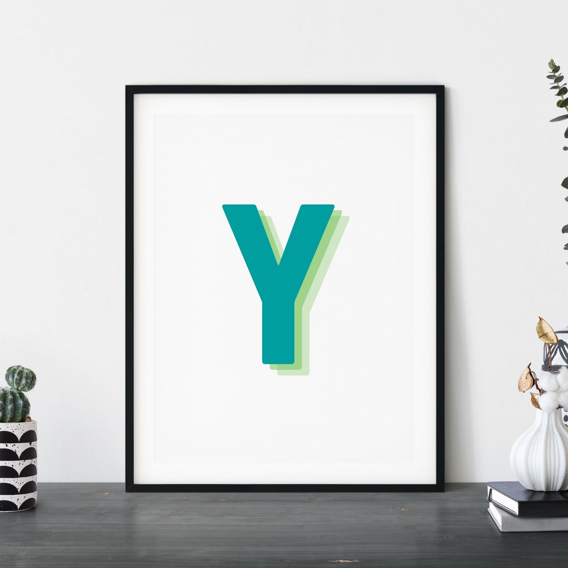 Letter Y Monogram Art Print, Retro 3D Alphabet - Image 5