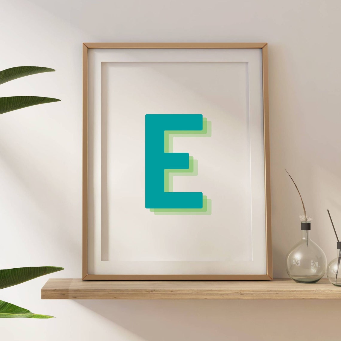 Retro 3d Letter E Print Monogram Letter Print Green And Lime Letter Initial Alphabet Print Baby Letter Art Wall Art - Image 5