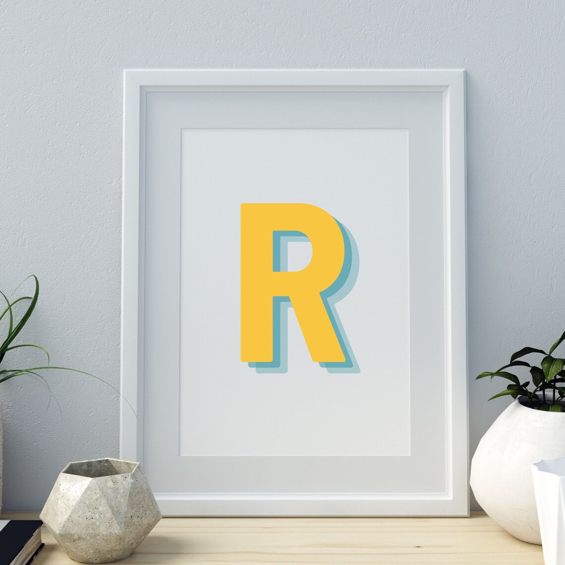 Retro 3D R Letter, Monogram Alphabet Art Print - Image 4