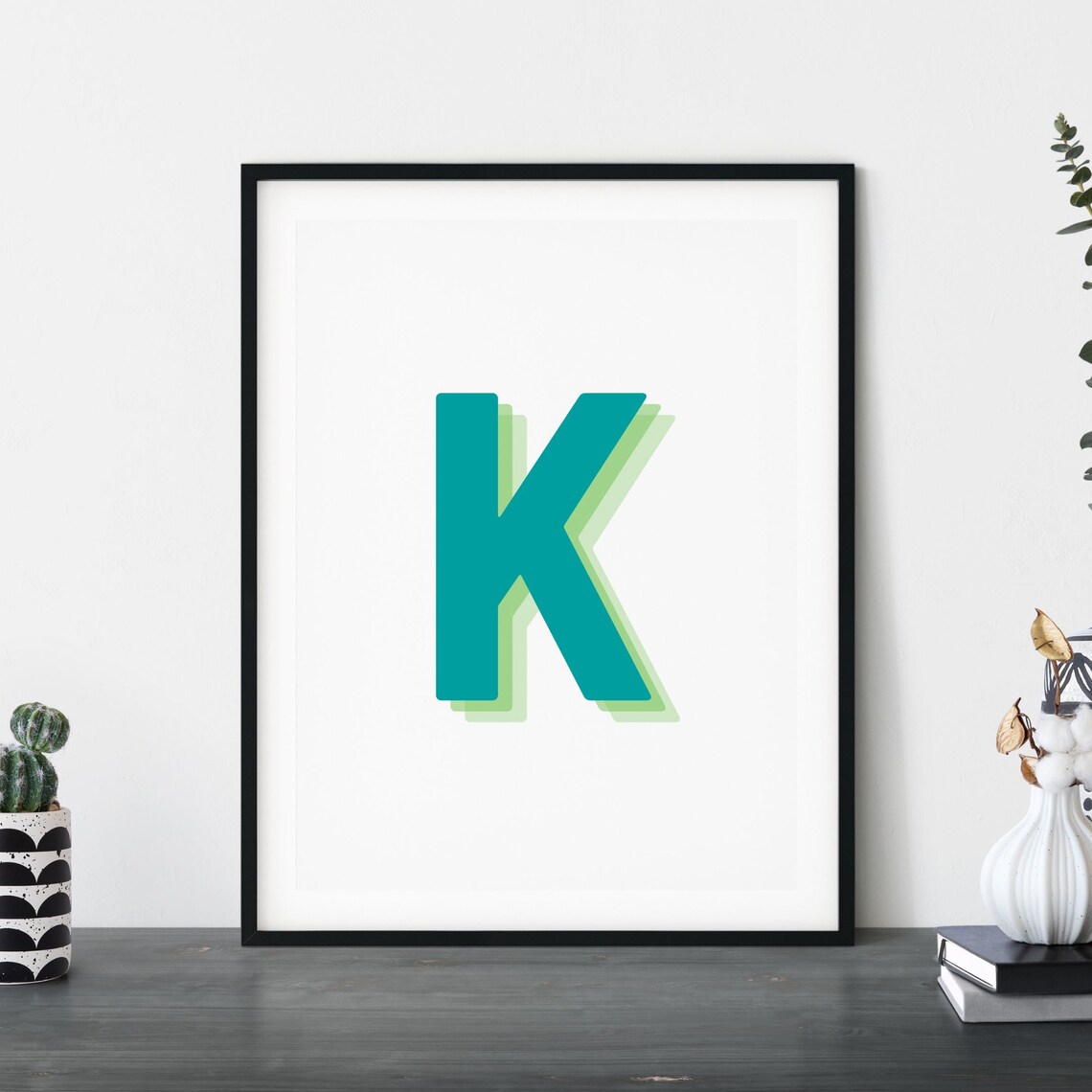 Retro 3D Letter K Monogram, Baby Letter Art - Image 5