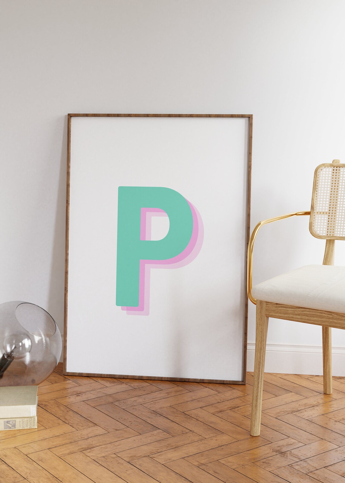 Retro 3D Letter P Monogram Alphabet Print - Image 4