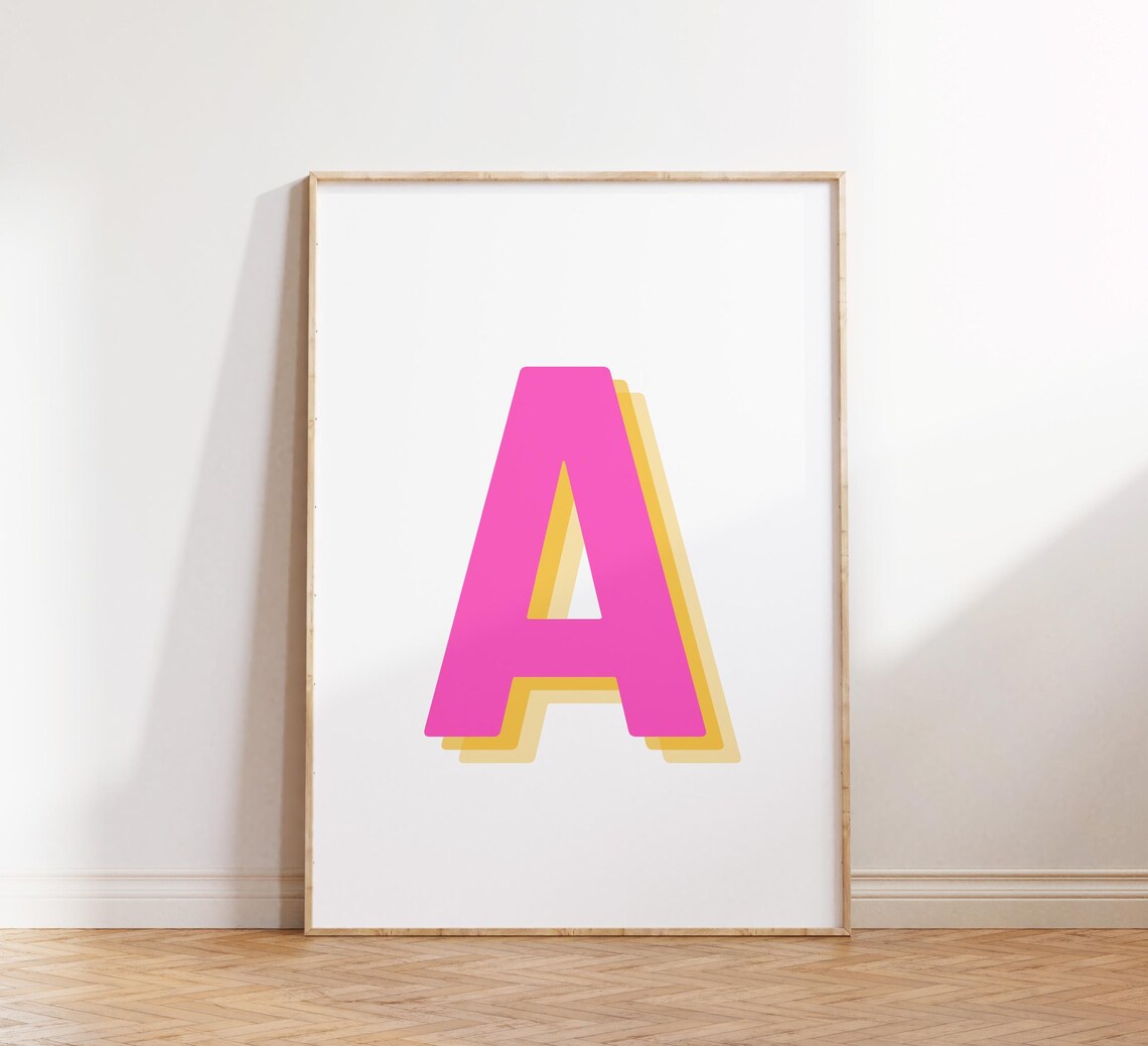 Retro 3D Pink Letter A, Alphabet Art Print - Image 5