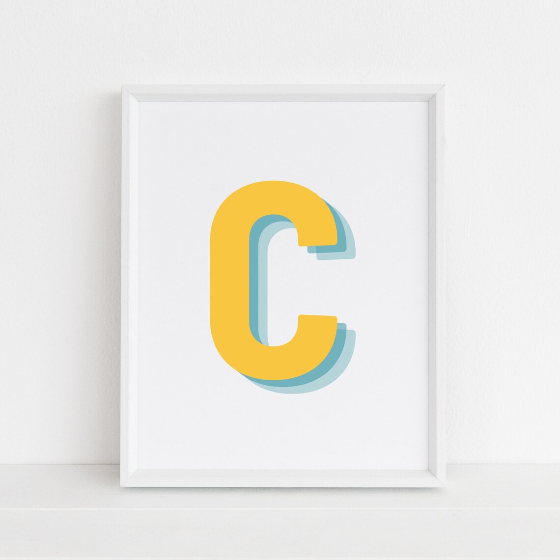 Retro 3D C Letter Monogram Alphabet Print
