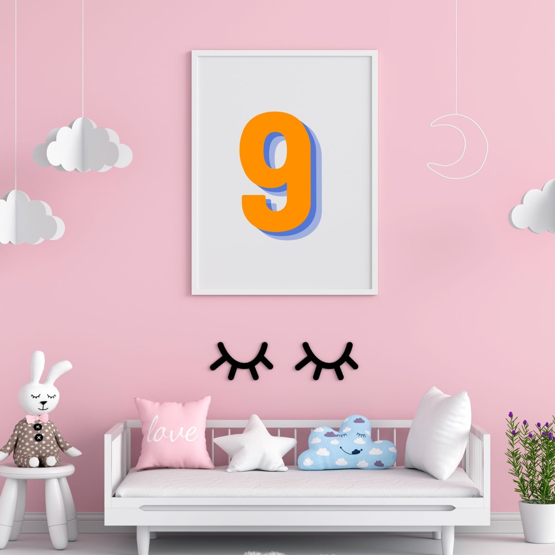 Retro 3D Number 9 Poster, Monogram Nine - Image 4